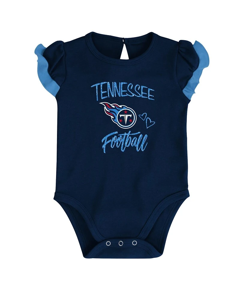 Newborn and Infant Boys Girls Navy, Light Blue Tennessee Titans Too Much Love Two-Piece Bodysuit Set
