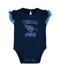 Newborn and Infant Boys Girls Navy, Light Blue Tennessee Titans Too Much Love Two-Piece Bodysuit Set