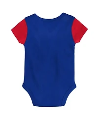 Newborn and Infant Boys Girls Royal, Red Buffalo Bills Little Champ Three-Piece Bodysuit Bib Booties Set
