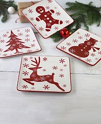 Euro Ceramica Winterfest Assorted Salad Plates, Set of 4