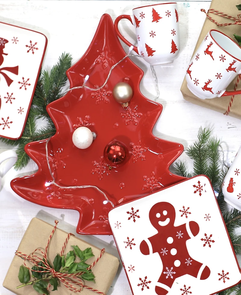 Euro Ceramica Winterfest Tree Platter