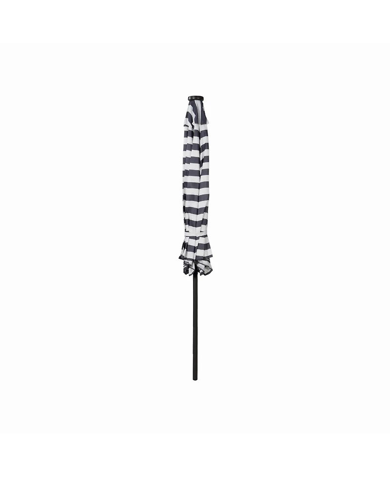 9 ft. Patio Solar Power Led lights Market Umbrella with Black Round Base