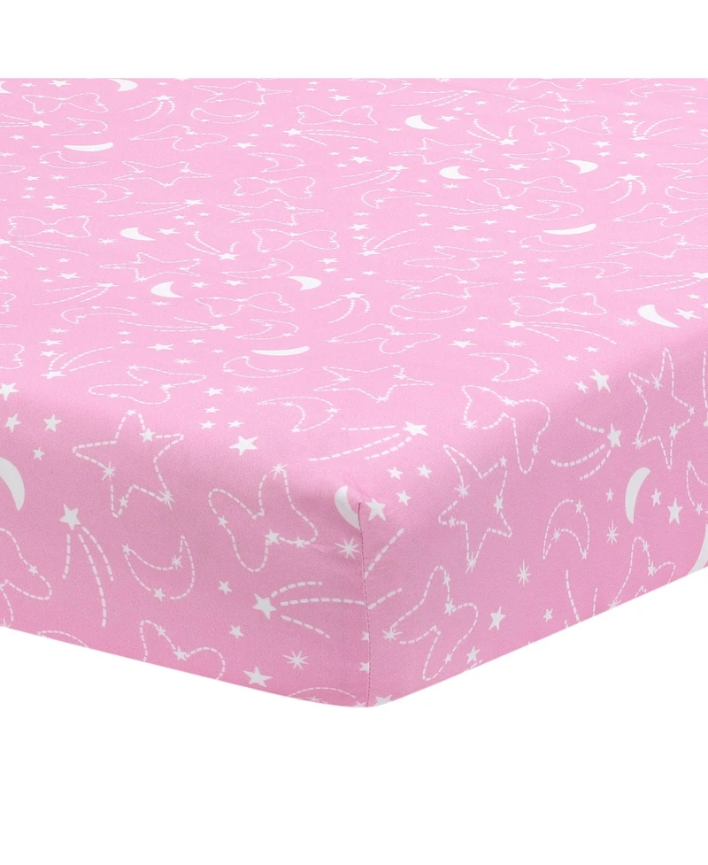 Lambs & Ivy Disney Baby Minnie Mouse Pink Celestial Fitted Crib Sheet by