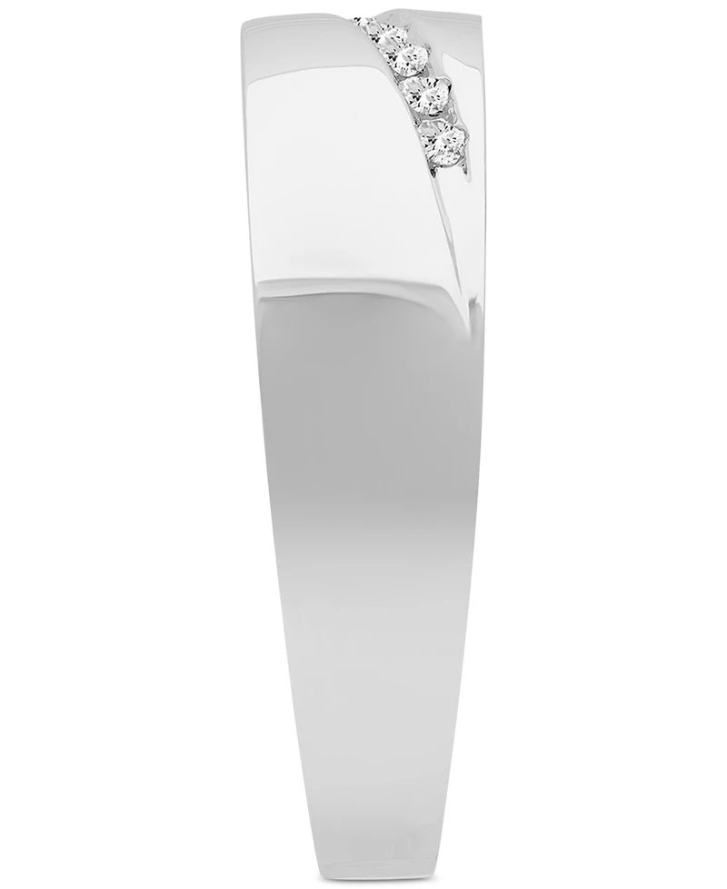 Men's Diamond Diagonal Wedding Band (1/10 ct. t.w.) 14k White Gold