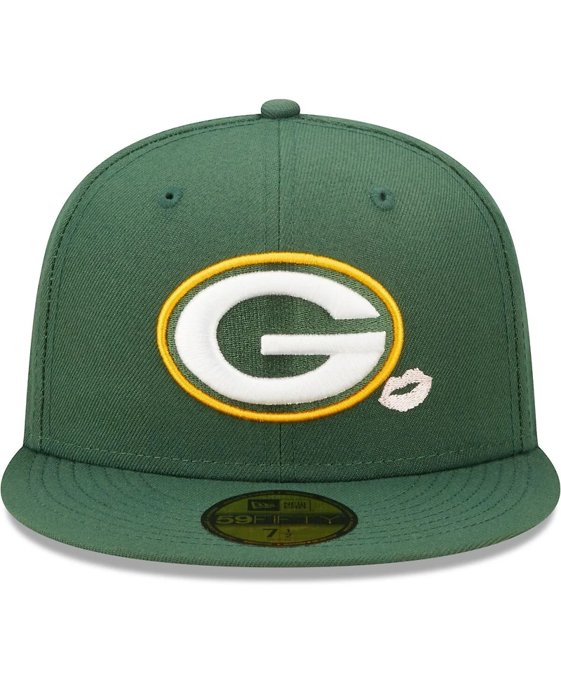 Men's New Era Green Green Bay Packers Lips 59Fifty Fitted Hat