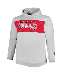 Men's Fanatics Heather Gray Chicago Bulls Big and Tall Wordmark Pullover Hoodie
