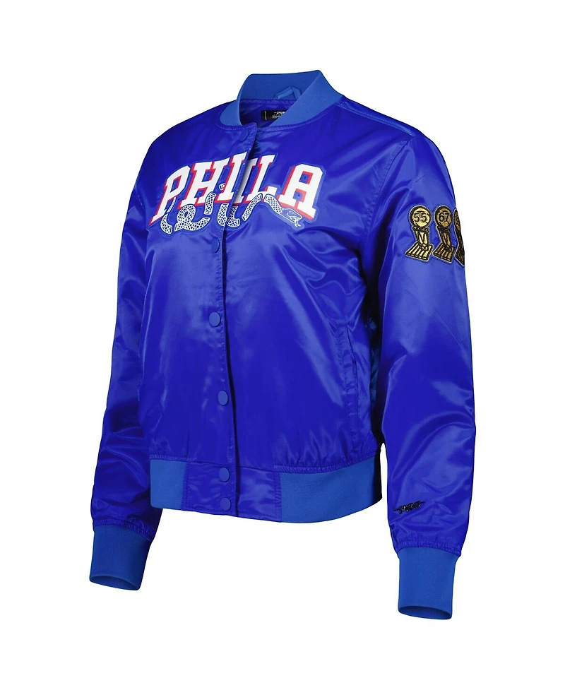 Women's Pro Standard Royal Philadelphia 76ers Classics Satin Full-Snap Jacket