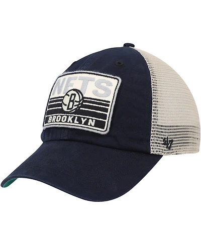 Men's '47 Brand Black, Natural Brooklyn Nets Four Stroke Clean Up Snapback Hat
