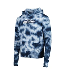 Men's New Era College Navy Seattle Seahawks Team Tie-Dye Pullover Hoodie