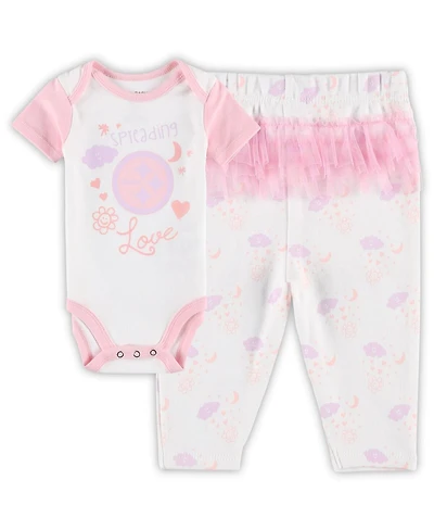Girls Newborn and Infant White Pittsburgh Steelers Spreading Love Bodysuit and Tutu Leggings Set