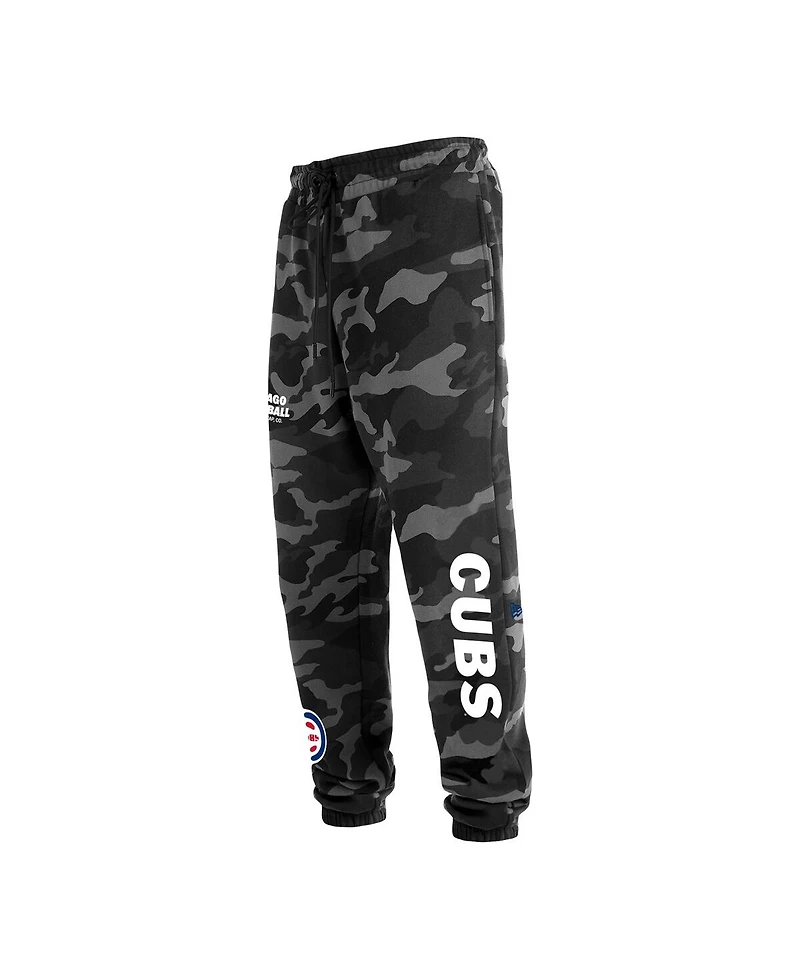 Men's New Era Black Chicago Cubs Camo Jogger Pants