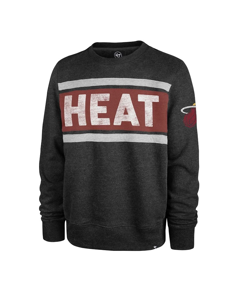 Men's '47 Brand Heather Black Miami Heat Tribeca Emerson Pullover Sweatshirt