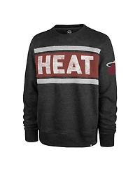 Men's '47 Brand Heather Black Miami Heat Tribeca Emerson Pullover Sweatshirt