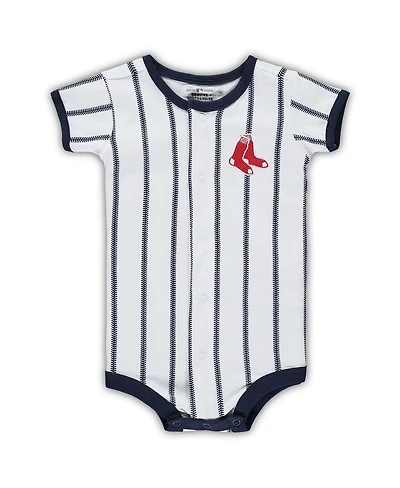 Newborn Boys and Girls White, Navy Boston Red Sox Power Hitter Short Sleeve Bodysuit