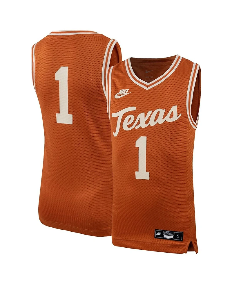 Big Boys Nike #1 Texas Orange Longhorns Icon Replica Basketball Jersey