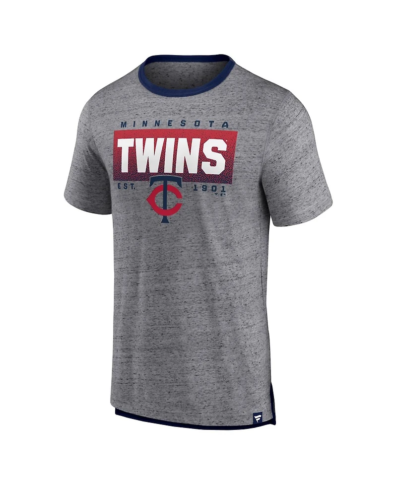 Men's Fanatics Heathered Gray Minnesota Twins Iconic Team Element Speckled Ringer T-shirt