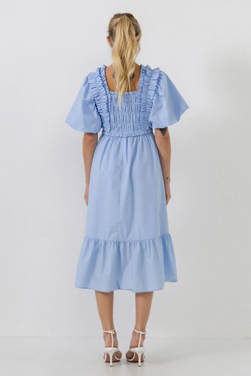 English Factory Women's Puff-Sleeved Midi Dress
