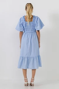 English Factory Women's Puff-Sleeved Midi Dress