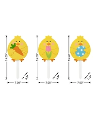 Glitzhome 15" H Easter Wooden Chick Pick, Yard Stake, Set of 3