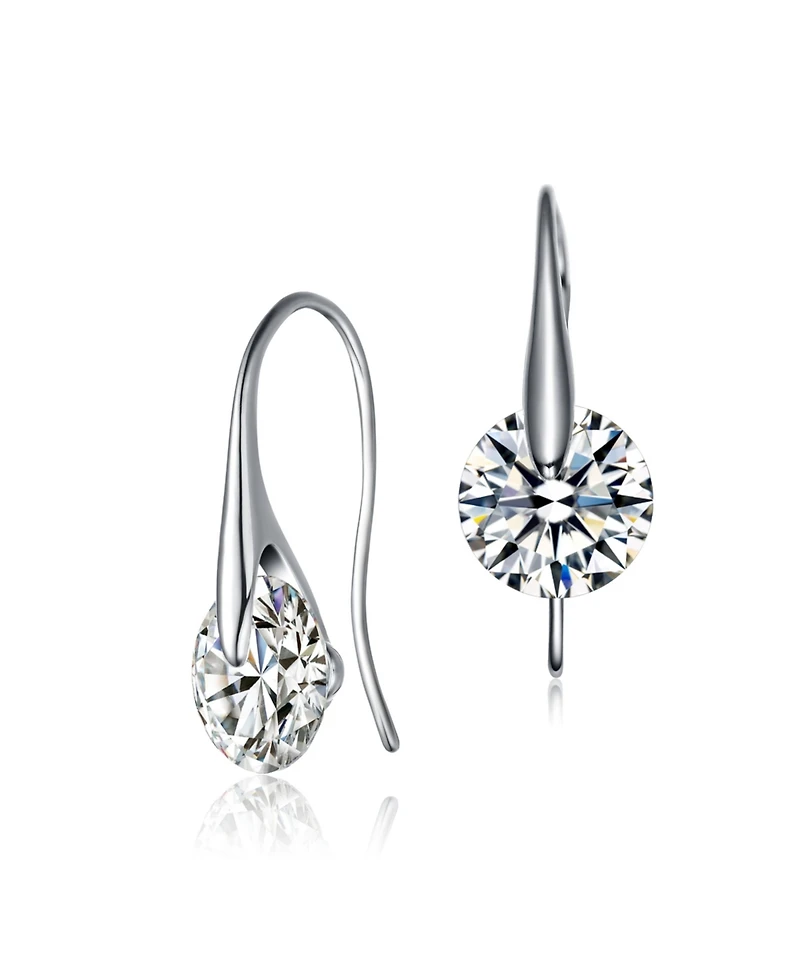 Sterling Silver Moveable Cubic Zirconia Stylish Party Earrings