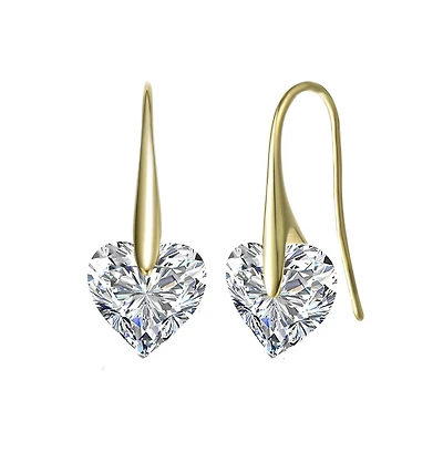 Sterling Silver Movable Cubic Zirconia Stylish Party Heart Earrings