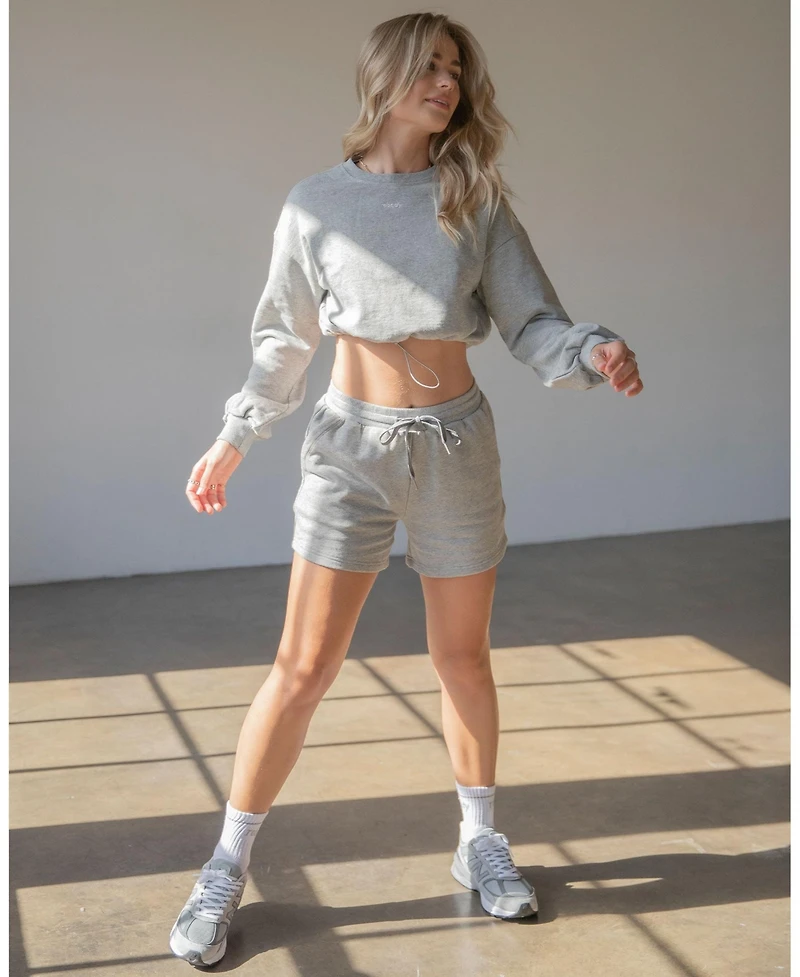 Rebody Active Women's Puff Sleeve Crop Sweatshirt for Women