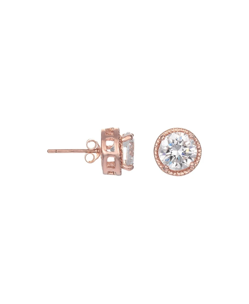 Sterling Silver Cubic Zirconia Round Earrings