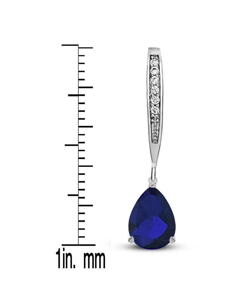 Sterling Silver Cubic Zirconia Teardrop Leaver back Earrings