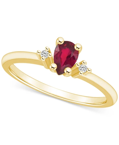 Ruby (1/2 ct. t.w.) & Diamond Accent Pear Ring 14k Gold