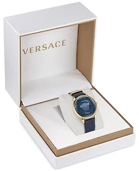 Versace Women's Swiss Medusa Alchemy Blue Leather Strap Watch 38mm