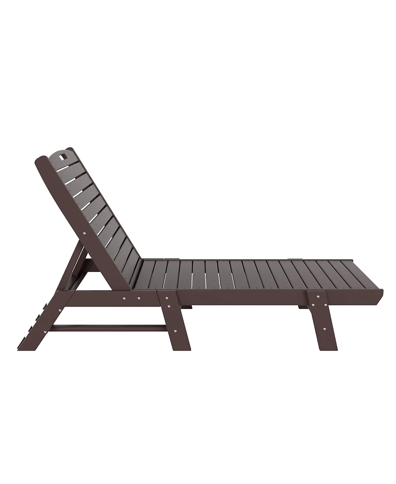 WestinTrends Pieces Poly Outdoor Patio Chaise Lounge Chair with Side Table Set
