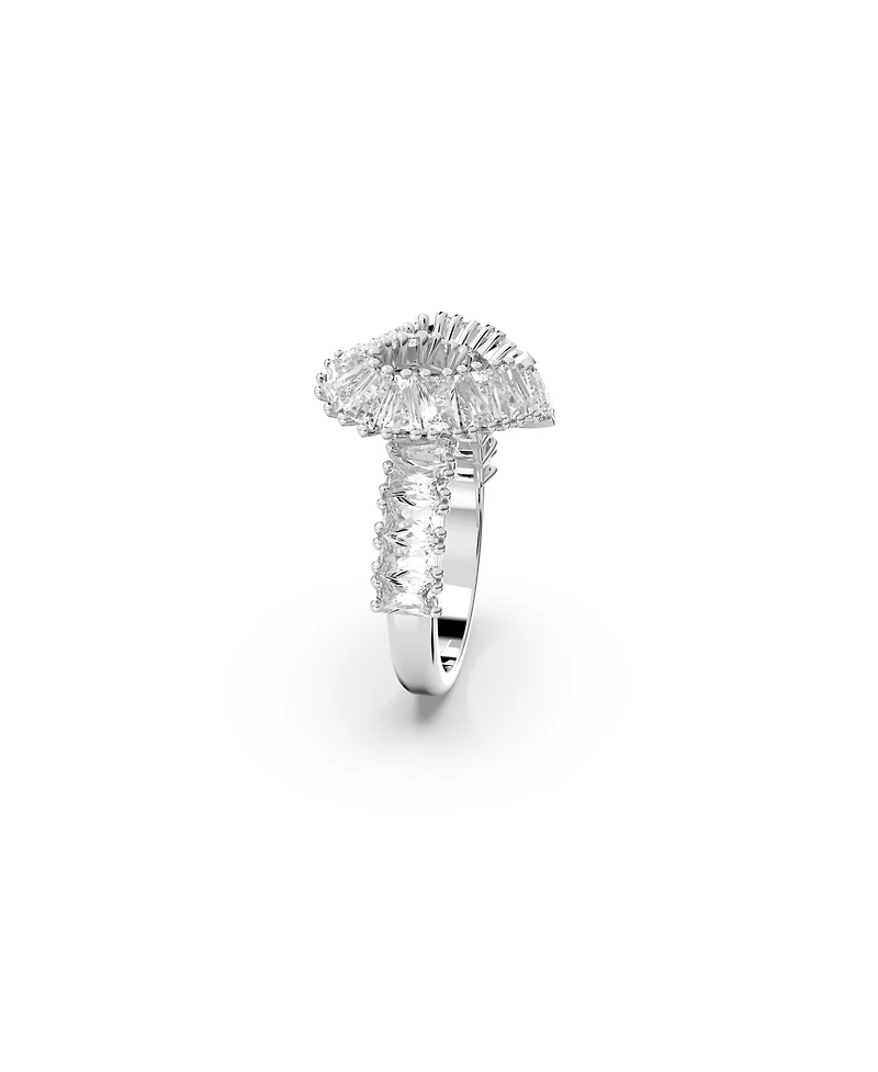Swarovski Crystal Heart, White Matrix Cocktail Ring