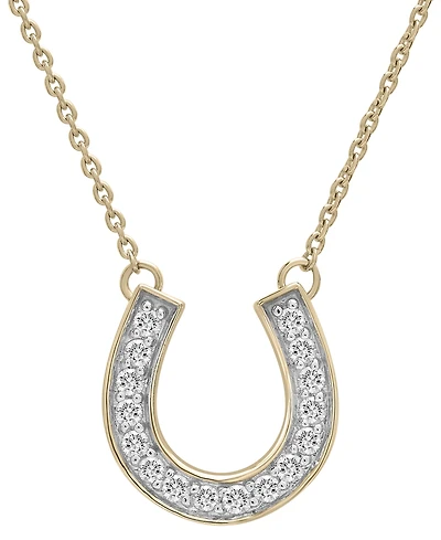 Wrapped Diamond Horseshoe Pendant Necklace (1/6 ct. t.w.) in 14k White or Yellow Gold, 17" + 2" extender, Created for Macy's