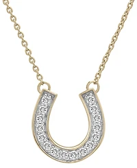 Wrapped Diamond Horseshoe Pendant Necklace (1/6 ct. t.w.) in 14k White or Yellow Gold, 17" + 2" extender, Created for Macy's