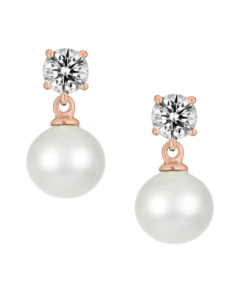 Sterling Silver Cubic Zirconia Pearl Drop Earrings