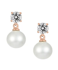 Sterling Silver Cubic Zirconia Pearl Drop Earrings