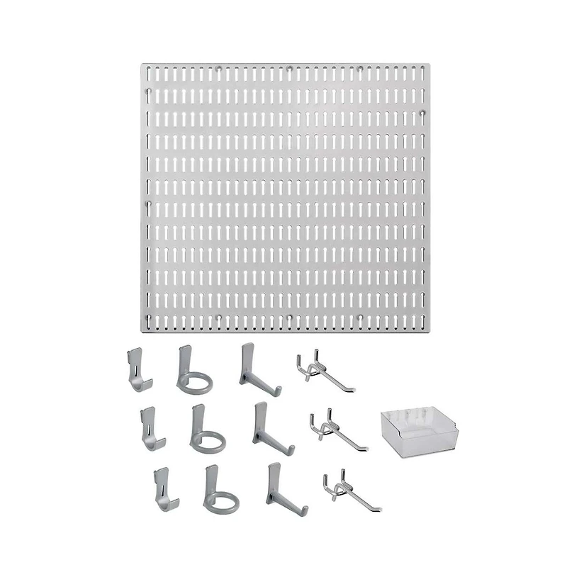 Allspace 14 Piece Garage Organizer Wall Storage System with Pegboard, Hooks and Hangers
