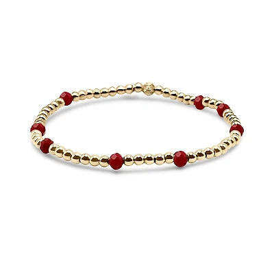 Bowood Lane Non-Tarnishing Gold filled, 3mm Gold Ball and Ruby Glass Bead Stretch Bracelet