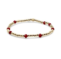 Bowood Lane Non-Tarnishing Gold filled, 3mm Gold Ball and Ruby Glass Bead Stretch Bracelet
