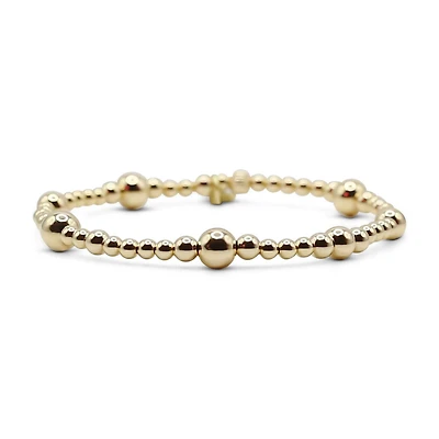 Non-Tarnishing Gold filled, 3mm, 4mm, 5mm, & 6mm Ball Stretch Bracelet