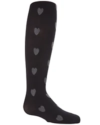 MeMoi Girls Heathered Heart Opaque Tights