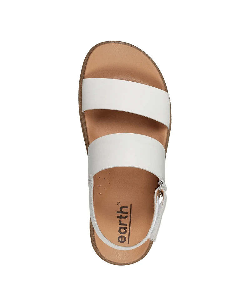 Earth Women's Leah Round Toe Strappy Casual Flat Sandals