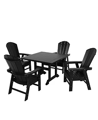 WestinTrends 5 Piece Outdoor Patio Dining Square Table and Curved Back Armchair Set