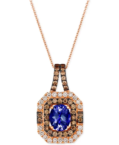 Le Vian Blueberry Tanzanite (1-3/4 ct. t.w.) & Diamond (1-1/10 ct. t.w.) Pendant Necklace in 14k Rose Gold, 18" + 2" extender