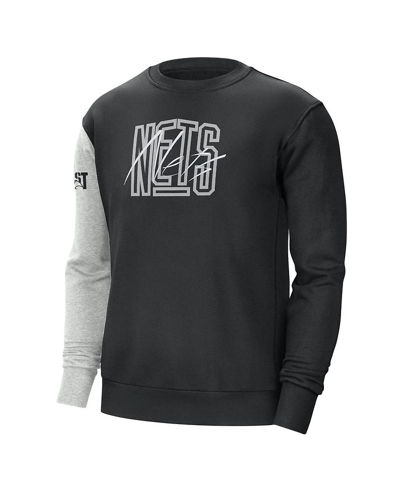 Men's Nike Black, Heather Gray Brooklyn Nets Courtside Versus Force & Flight Pullover Sweatshirt