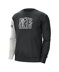 Men's Nike Black, Heather Gray Brooklyn Nets Courtside Versus Force & Flight Pullover Sweatshirt