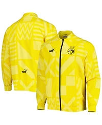 Men's Puma Yellow Borussia Dortmund Pre-Match Raglan Full-Zip Training Jacket
