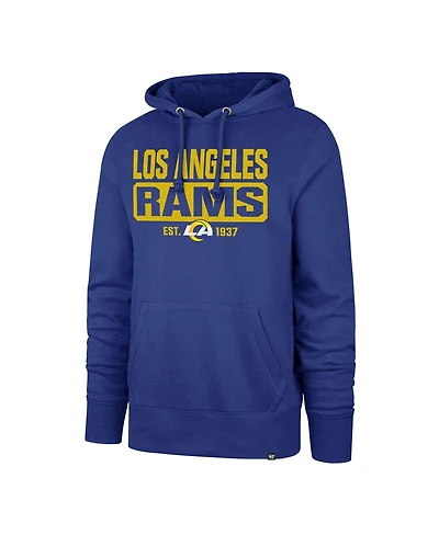 Men's '47 Brand Royal Los Angeles Rams Box Out Headline Pullover Hoodie
