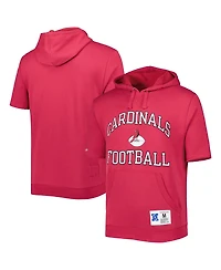 Men's Mitchell & Ness Cardinal Arizona Cardinals Washed Short Sleeve Pullover Hoodie