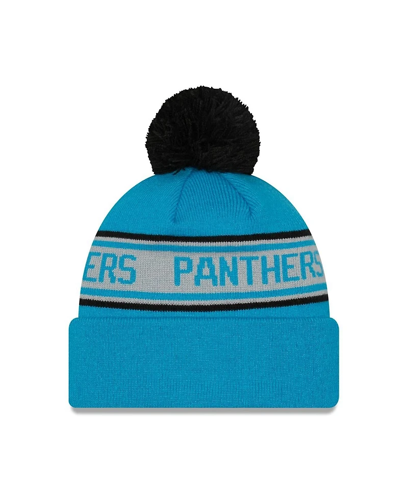 Men's New Era Blue Carolina Panthers Repeat Cuffed Knit Hat with Pom